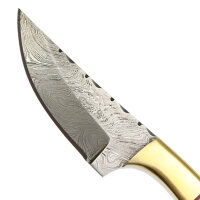 elTORO Fine Brass Bone - Damast - Jagdmesser - 7,7cm - inkl. Lederscheide