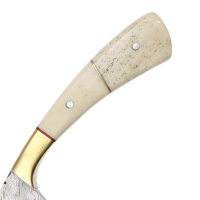 elTORO Fine Brass Bone - Damast - Jagdmesser - 7,7cm - inkl. Lederscheide