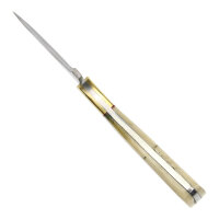 elTORO Fine Brass Bone - Damast - Jagdmesser - 7,7cm - inkl. Lederscheide