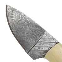 elTORO Skinner Bone - couteau à peau en acier damassé - 8,5cm - fourreau cuir inclus