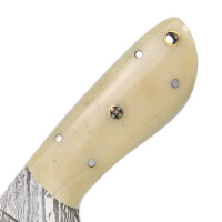 elTORO Skinner Bone - couteau à peau en acier damassé - 8,5cm - fourreau cuir inclus