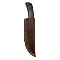 elTORO Damascus Horn - Damas - Couteau de chasse - 9cm - fourreau cuir inclus