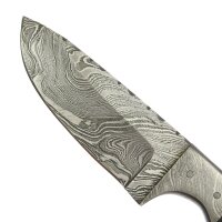 elTORO Damascus Horn - Damas - Couteau de chasse - 9cm - fourreau cuir inclus
