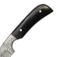 elTORO Damascus Horn - Damas - Couteau de chasse - 9cm - fourreau cuir inclus