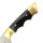 elTORO Double Brass Horn - Damast - Jagdmesser - 10cm - inkl. Lederscheide