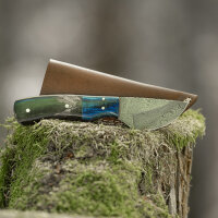 elTORO Wood Horn - Damast - Jagdmesser - 7cm - inkl....
