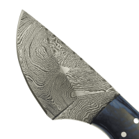 elTORO Wood Horn - Damast - Jagdmesser - 7cm - inkl. Lederscheide