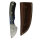elTORO Wood Horn - Damast - Jagdmesser - 7cm - inkl. Lederscheide