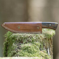elTORO Walnut - Damast - Jagdmesser - 8,3cm - inkl. Lederscheide