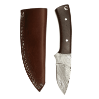 elTORO Walnut - Damast - Jagdmesser - 8,3cm - inkl. Lederscheide