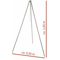 FOX OUTDOOR Dreibein - ca. 1 -9 m - Edelstahl - mit Kette und Haken