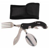 FOX OUTDOOR Couverts de poche - 4 en 1 - noir - divisible