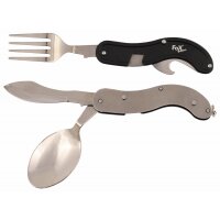 FOX OUTDOOR Couverts de poche - 4 en 1 - noir - divisible