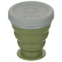 MFH Faltbecher - mit Deckel - Silikon - oliv - 200 ml