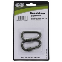 MFH Karabiner - Schraubverschluss - Ø 6 mm x 6 cm - 2er Pack - oliv