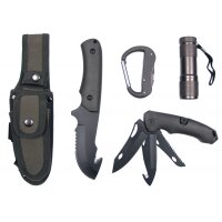 MFH set de couteaux - olive - manche plastique - fourreau