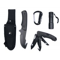 MFH set de couteaux - noir - manche plastique - fourreau