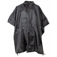 MFH Poncho - Rip Stop - noir - environ 144 x 223 cm