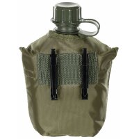 Gourde en plastique MFH US - 1 l - housse - olive - sans BPA